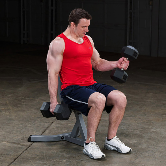 Curls on the Body-Solid Utility Stool with optional dumbbells