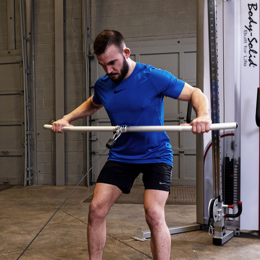 Standing Rows with the Body-Solid Tools Aluminum Lat Bar