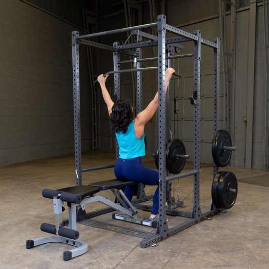 Lat Pulldowns on the PLA1000 Lat Attachment with optional bench