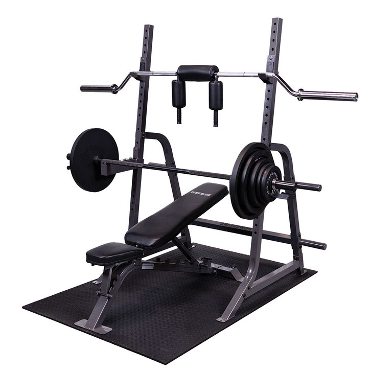 Powerline Multi Press Rack Package with Flat Incline Bench and 300lb. Weight Set