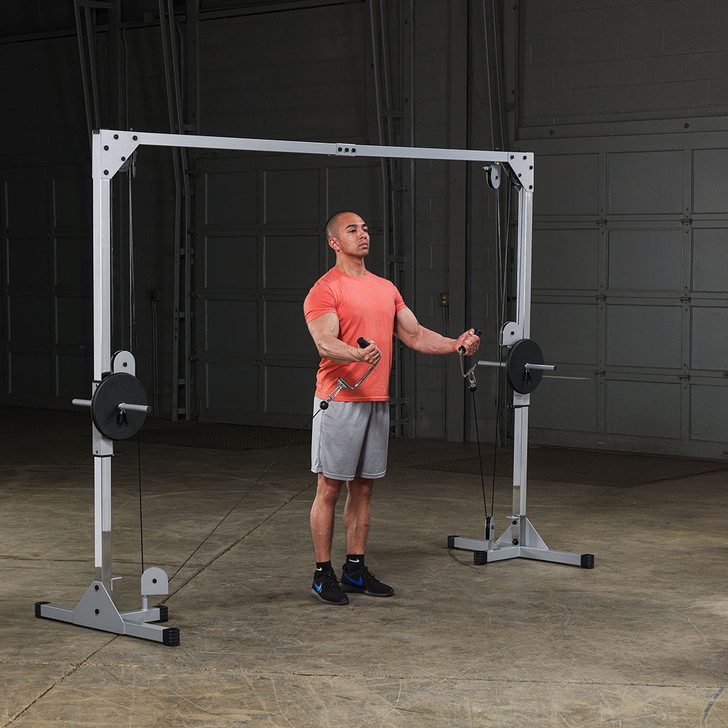 Front Deltoid Raises start on the Powerline Cable Crossover