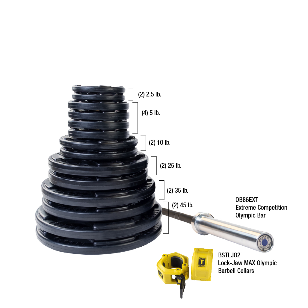Body-Solid Premium Rubber Grip Olympic Weight Sets with Bar & Collars (5893)