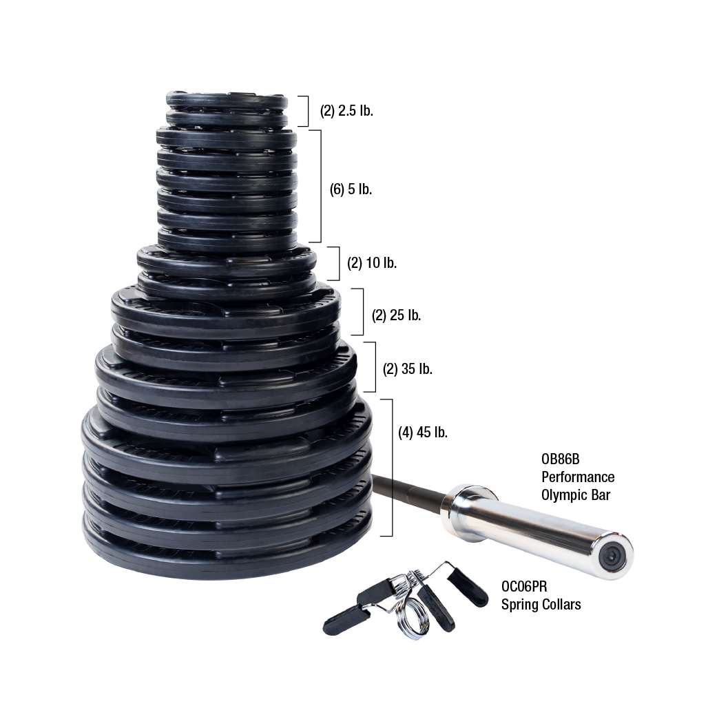Body-Solid Premium Rubber Grip Olympic Weight Sets with Bar & Collars (5900)