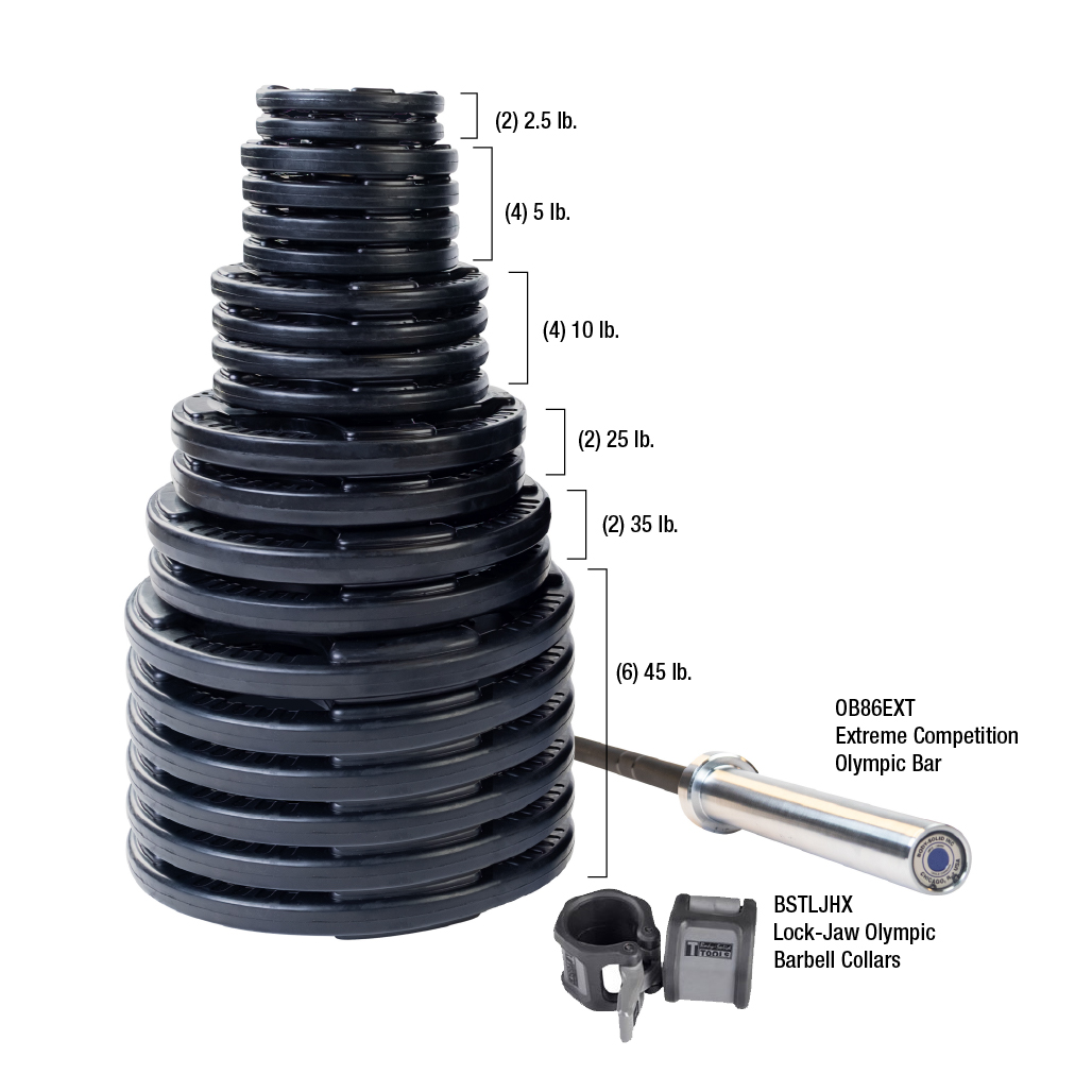 Body-Solid Premium Rubber Grip Olympic Weight Sets with Bar & Collars (5922)