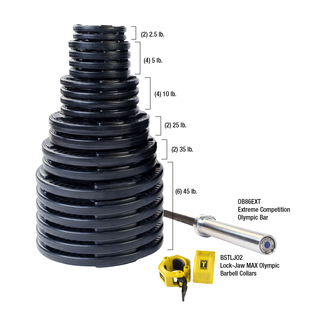 Body-Solid Premium Rubber Grip Olympic Weight Sets with Bar & Collars (5923)