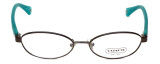 Front View of Coach Designer Blue Light Block Reading Glasses HC5032-9076-52 Satin Brown 52mm