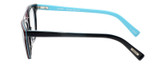 Side View of Eyebobs Wedge Designer Reading Eye Glasses in Black Silver Powder Baby Blue Unisex Round Full Rim Acetate 52 mm