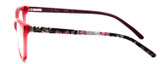 Side View of Vera Bradley Molly Designer Blue Light Blocking Eyeglasses in Alpine Floral Crystal Red Purple Pink Ladies Cateye Full Rim Acetate 54 mm