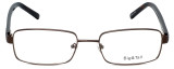 Front View of Big&Tall Designer Blue Light Blocking Glasses 1 in Brown Rectangle Metal 60mm