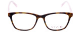 Front View of Vivid Designer Blue Light Blocking Glasses Vivid-878 Tortiose-Pink 51mm Square