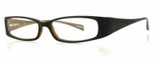 Profile View of Calabria Vivid 738 Designer Progressive Lens Blue Light Glasses in Black Brown