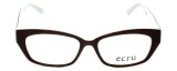 Front View of Ecru Designer Progressive Lens Blue Light Glasses Bowie-002 in Brown 50mm Cateye