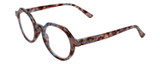 Profile View of Calabria Elite Designer Blue Light Glasses Hexagon R207 46 mm Demi Tortoise Blue
