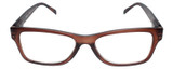 Front View of Calabria Morgan Rectangle Designer Blue Light Block Glasses 52 mm in Brown Frost