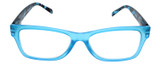 Front View of Calabria Morgan Rectangular Designer Blue Light Glasses 52mm in Teal Frost Green