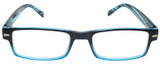 Front View of Calabria Jordan 2 Rectangular Designer Blue Light Block Glasses 50mm in Rad Blue