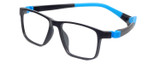 Profile View of Cruiser KIDS 032-C4 Designer Blue Light Blocking Eyeglasses in Matte Black Blue Unisex Square Full Rim Plastic 47 mm