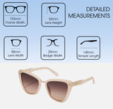 Dimensions and Measurements Illustration of QUAY Australia All Talk Cat Eye Designer Blue Light Glasses in Bone White 58 mm