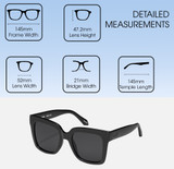 Dimensions and Measurements Illustration of QUAY Australia Icy Womens Square Multi-Focus Blue Light Glasses Gloss Black 52mm