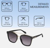 Dimensions and Measurements Illustration of QUAY Australia Sweet Dreams Panthos Multi-Focus Blue Light Glasses in Black 54mm