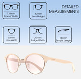 Dimensions and Measurements Illustration of Prive Revaux Angelou Designer Progressive Lens Blue Light Blocking Eyeglasses in Ivory White Unisex Round Full Rim Acetate 52 mm