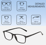 Dimensions and Measurements Illustration of Perry Ellis PEBX57 Designer Blue Light Blocking Eyeglasses in Gloss Black Marble Unisex Panthos Full Rim Acetate 50 mm