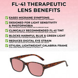 Medspex EL15558R Gloss Tortoise Havana Brown Spot FL-41 Rose Color Therapy Reading Glasses