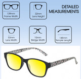 Medspex EL15558R Gloss Black Modern Art White Gold Yellow Color Therapy Reading Glasses