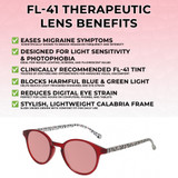 Medspex EL15557R Crystal Red Modern Art White Black FL-41 Rose Color Therapy Reading Glasses
