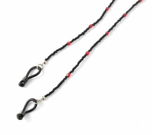 Black Glass Beads Eyeglass Chain by Calabria