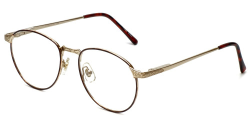 Fashion Optical Reading Glasses E788 in Gold-Burgundy with Blue Light Filter + A