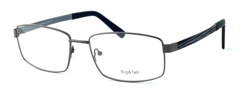 Profile View of Calabria Progressive Lens Blue Light Reading Glasses Big & Tall 12 in Gunmetal