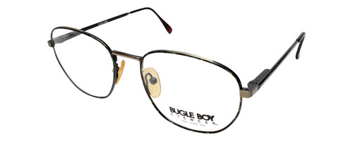 Profile View of Bugle Boy Designer Blue Light Blocking Glasses Green Tortoise Havana Metal 48mm