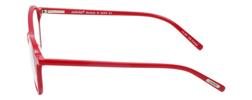 Side View of Eyebobs Barbee Q Designer Reading Eye Glasses in Gloss Red Ladies Cateye Full Rim Acetate 50 mm