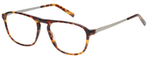 Profile View of Eyebobs Schmoozer Designer Blue Light Blocking Eyeglasses in Tortoise Havana Brown Gold Silver Unisex Square Full Rim Acetate 52 mm