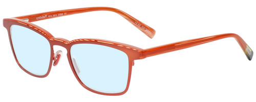 Profile View of Eyebobs Win Win 3158-77 Designer Progressive Lens Blue Light Blocking Eyeglasses in Orange Red Mesh Unisex Rectangle Full Rim Acetate 51 mm