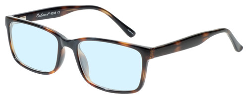 Profile View of Enhance EN4038 Designer Blue Light Blocking Eyeglasses in Tortoise Havana Brown Gold Mens Classic Full Rim Acetate 60 mm