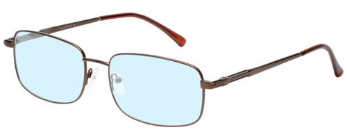 Profile View of Enhance EN4106 Designer Blue Light Blocking Eyeglasses in Brown Mens Rectangle Full Rim Metal 60 mm