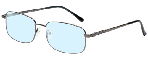 Profile View of Enhance EN4106 Designer Blue Light Blocking Eyeglasses in Gunmetal Silver Mens Rectangle Full Rim Metal 60 mm