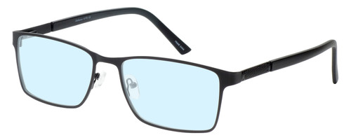 Profile View of Enhance EN4172 Designer Blue Light Blocking Eyeglasses in Matte Black Mens Rectangle Full Rim Metal 59 mm