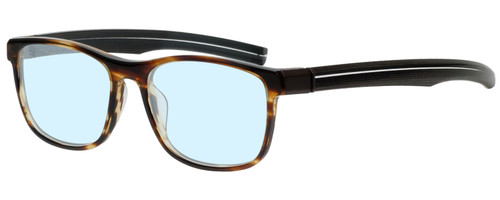 Profile View of OGA 10003O-MM31 Designer Blue Light Blocking Eyeglasses in Tortoise Crystal Brown Gold Unisex Rectangle Full Rim Acetate 54 mm