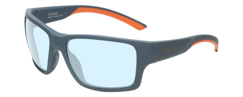 Profile View of Smith Optics Outback Designer Blue Light Blocking Eyeglasses in Matte Thunder Grey Mens Sport Full Rim Acetate 59 mm