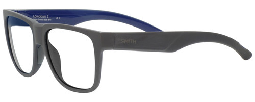 Profile View of Smith Optics LOWDOWN 2 Designer Progressive Lens Blue Light Blocking Eyeglasses in Matte Grey Blue Unisex Square Full Rim Acetate 55 mm