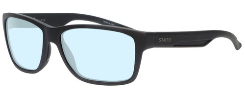 Profile View of Smith Optics WOLCOTT Designer Blue Light Blocking Eyeglasses in Matte Black Unisex Square Full Rim Acetate 58 mm