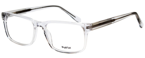 Profile View of Big&Tall 21 Designer Progressive Lens Blue Light Blocking Eyeglasses in Crystal Transparent Mens Rectangle Full Rim Acetate 57 mm