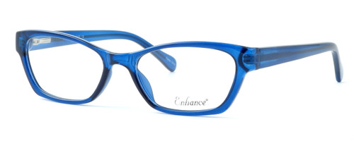 Profile View of Enhance Optical Designer Blue Light Blocking Glasses 3903 in Cobalt Cateye 49mm