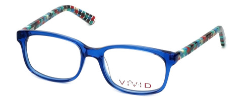 Profile View of Calabria Viv Designer Blue Light Blocking Glasses 144 in Blue Ladies Square 48mm