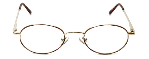Profile View of MetalFlex Designer Blue Light Blocking Glasses Model M in Gold-Demi-Amber 46mm