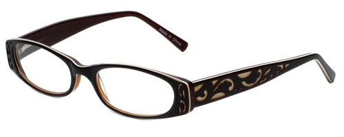Profile View of Calabria Designer Blue Light Block Glasses 854 Toasted Caramel Ladies Oval 60mm