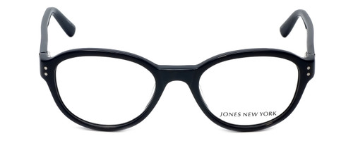 Front View of Jones New York Designer Blue Light Block Glasses J752 in Black 49mm Round 49mm